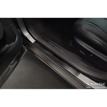 Black stainless steel door sills suitable for Ford Mustang Mach-E 2020 - 'Lines' - 4-piece