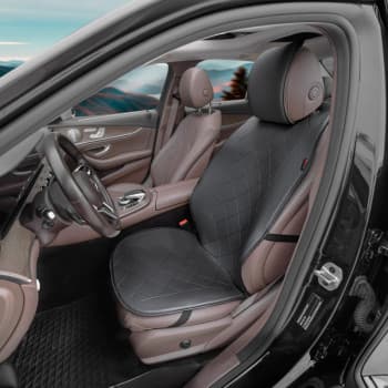 Universal Protective Seat Cover/Cushion / Technician Cover 'Front' Black Leather - 1 piece