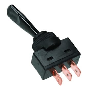toggle switch on-off-on 12v, 10a 3 tab contacts installation size ø13 mm in blister
