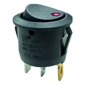 Rocker switch red on - off, 12V, 10A, 20mm, LED in blister
