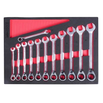 Reversible ring ratchet wrenches, 12 pieces