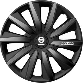 Sparco Milano Wheel Covers - 14-inch - Black/Gray - Set of 4 pieces