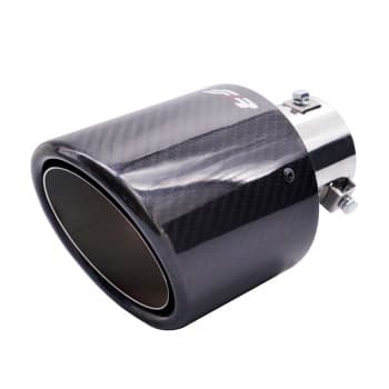 Simoni Racing Exhaust Trim Round/Slanted Glossy-Carbon - 114xL185mm - Mounting 38-63mm
