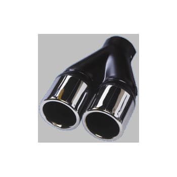 Uitlaatsierstuk Steel / Chrome - 2x round 70mm - length 200mm - -> 50mm connection