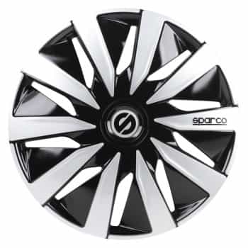 4-Piece Sparco Hubcaps Lazio 15-inch black / silver